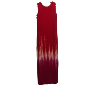 𝅺CATO Women’s Ombré Red Tie Dye Maxi Sleeveless Dress Size Small